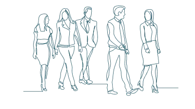 Mixed group of people in business clothes